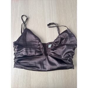 Tic Top Womens Ruched Satin Crop Size Medium 2625